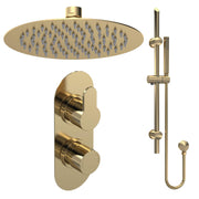 Lana Brushed Brass Concealed Shower Package With Fixed Head & Rail Kit
