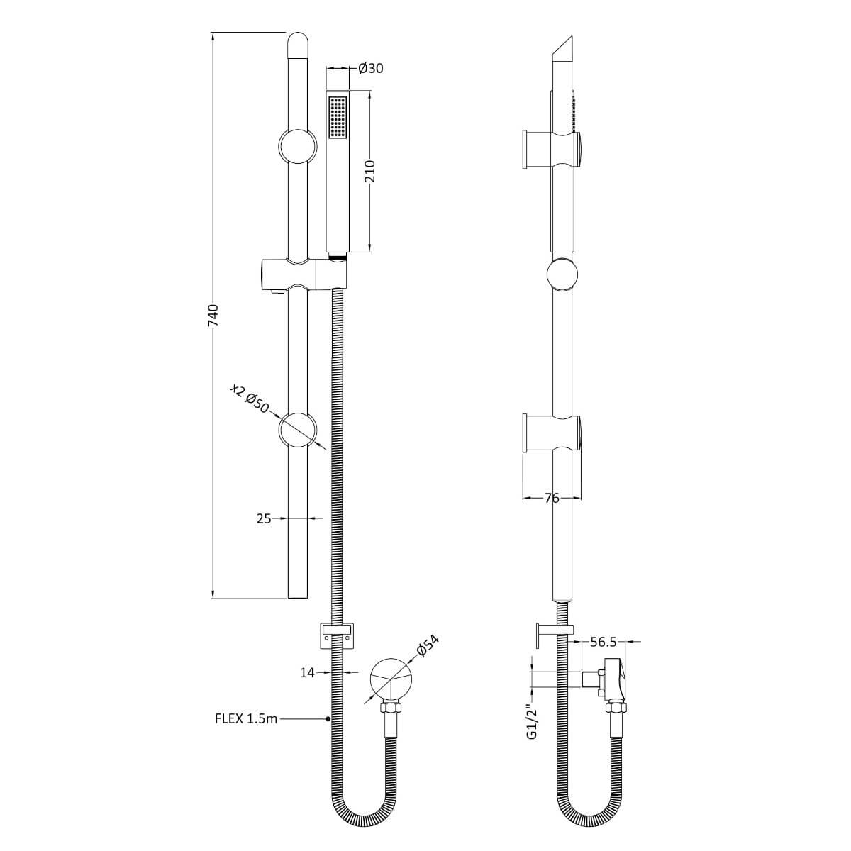 Lana Brushed Brass Concealed Shower Package With Fixed Head & Rail Kit