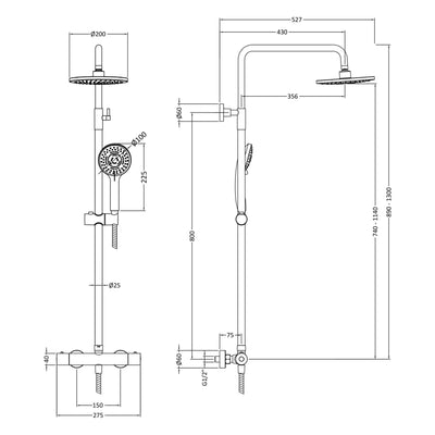 Lana Round Thermostatic Exposed Shower Kit