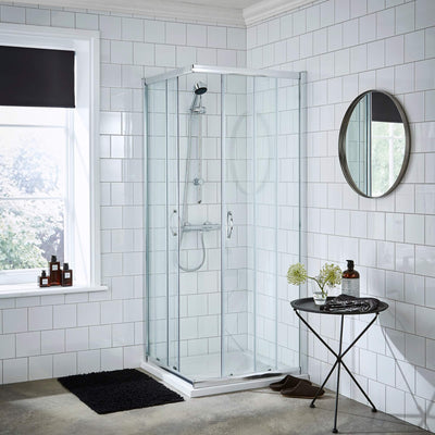 Lisbon 5mm Corner Entry Shower Enclosure - 1850mm High, Chrome