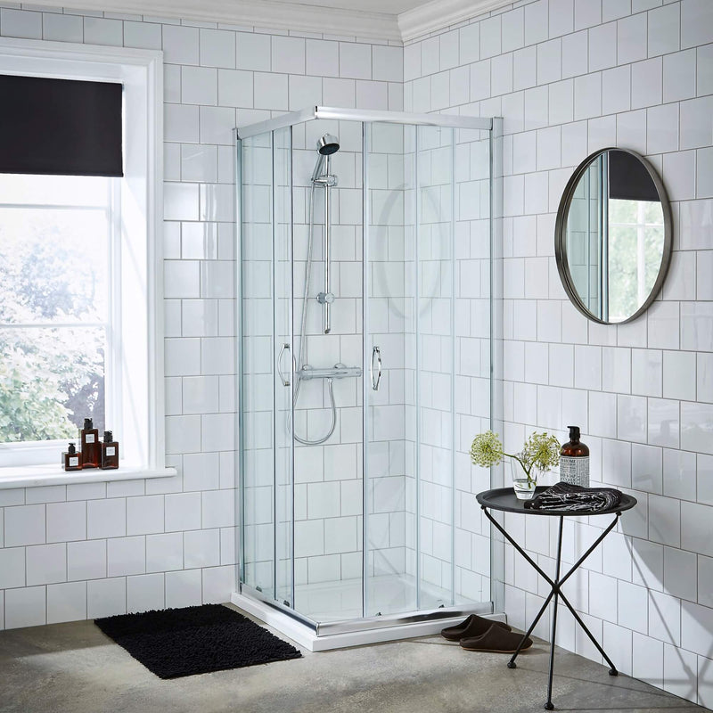 Lisbon 5mm Corner Entry Shower Enclosure - 1850mm High, Chrome