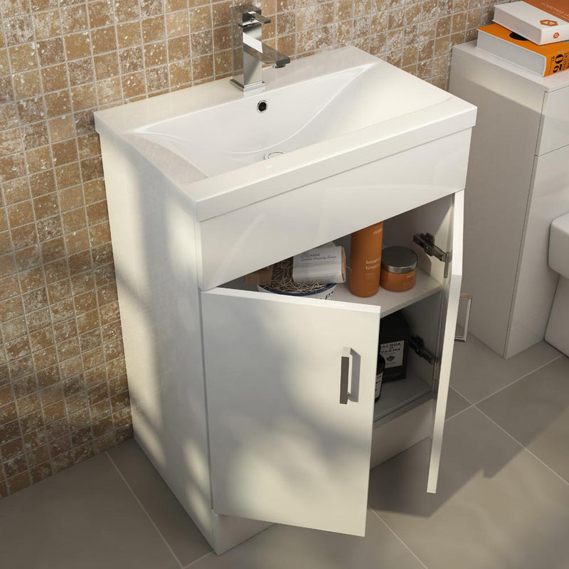 Lomond 600mm Floor Standing Vanity Unit & Mid-Edge Basin