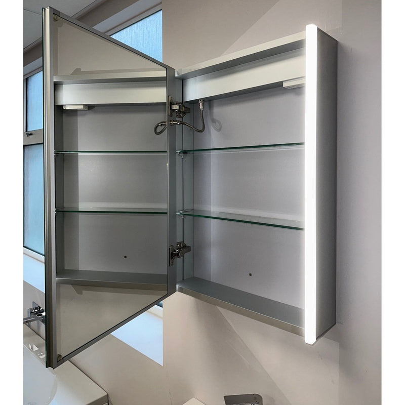 Lumin 500mm LED Touch Sensor Mirror Cabinet With Shaver Socket & Demister