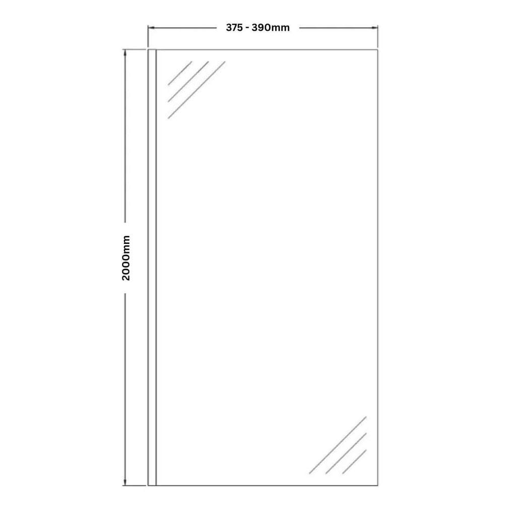 Dimension diagram of Lustre Walk In Shower Screen 400mm
