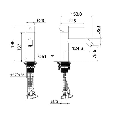 Lux Monobloc Basin Mixer With Waste - Matt Black