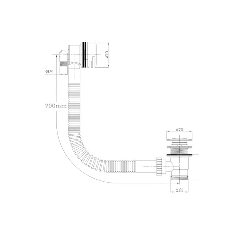 Lux Overflow Bath Filler With Clicker Waste - Brushed Brass