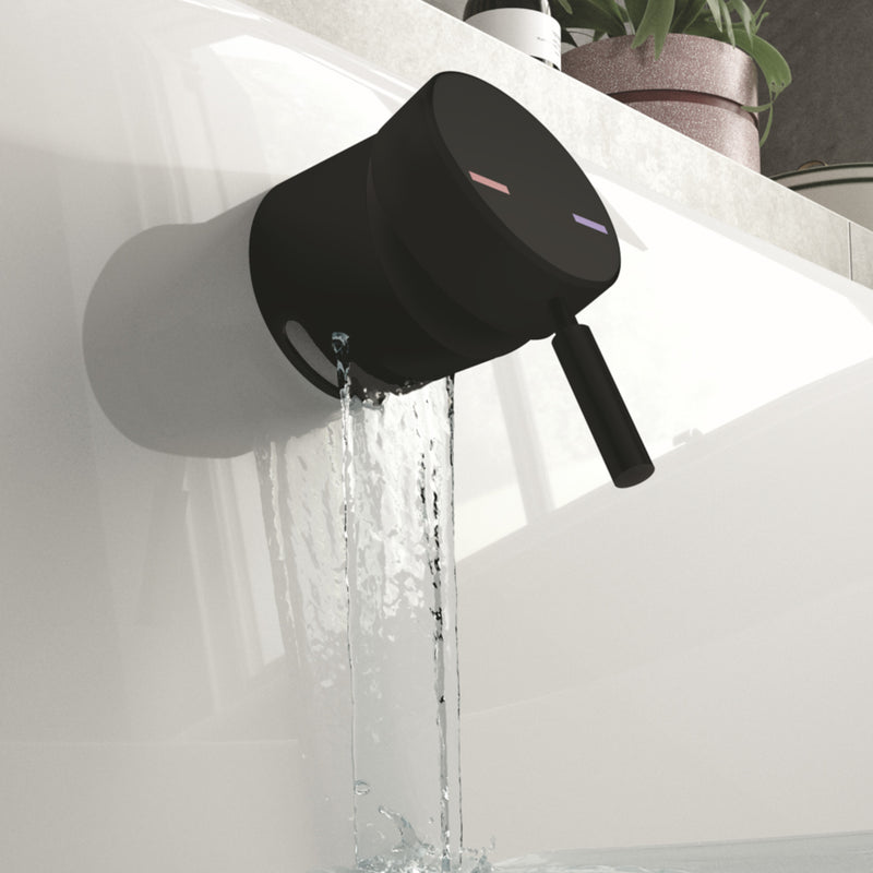 Lux Overflow Bath Filler With Built In Control Valve & Waste - Matt Black