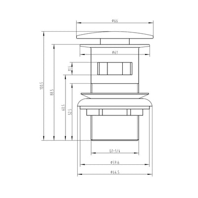 Lux Slotted Basin Clicker Waste - Matt Black