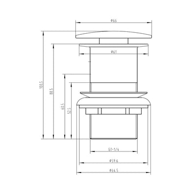 Lux Unslotted Basin Clicker Waste - Chrome