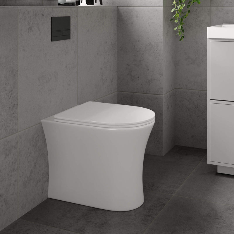 Lux Flair Rimless Back To Wall Toilet & Soft Close Seat - Matt Black Fittings