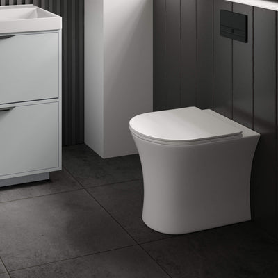 Lux Flair Rimless Back To Wall Toilet & Soft Close Seat - Matt Black Fittings