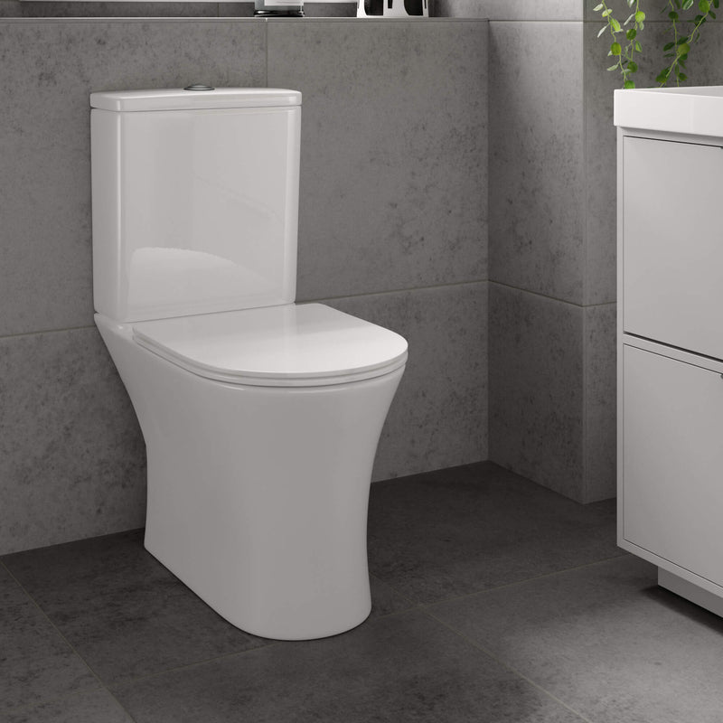 Lux Flair Rimless Close Coupled Toilet & Soft Close Seat - Chrome Fittings