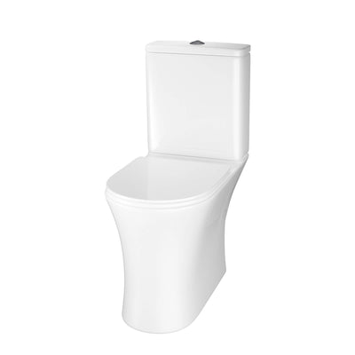 Lux Flair Rimless Back To Wall Close Coupled Toilet & Soft Close Seat - Matt Black Fittings
