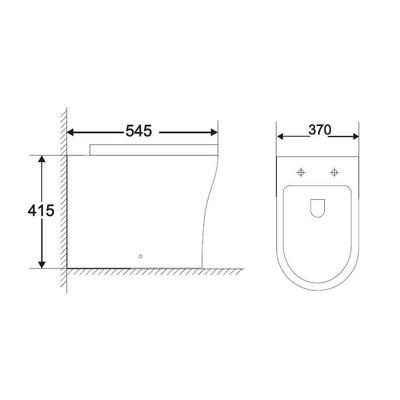 Lux Flair Rimless Back To Wall Toilet & Soft Close Seat - Chrome Fittings