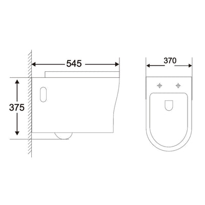 Lux Flair Rimless Wall Hung Toilet & Soft Close Seat - Chrome Fittings
