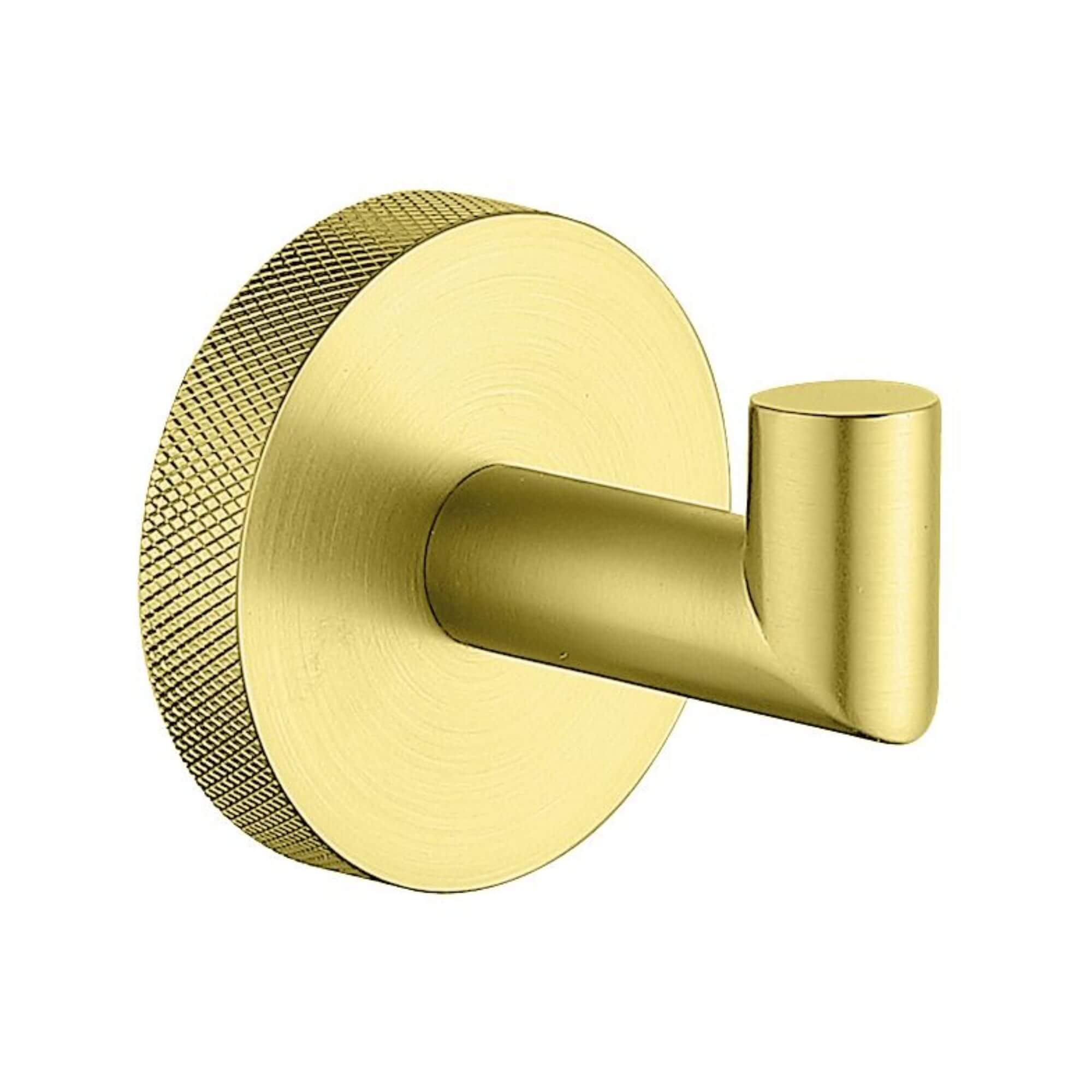 Lux Knurled Robe Hook - Brushed Brass – BathLab