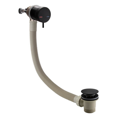 Lux Overflow Bath Filler With Built In Control Valve & Waste - Matt Black