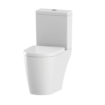 Lux Round Rimless Close Coupled Toilet & Soft Close Seat - Brushed Brass Fittings