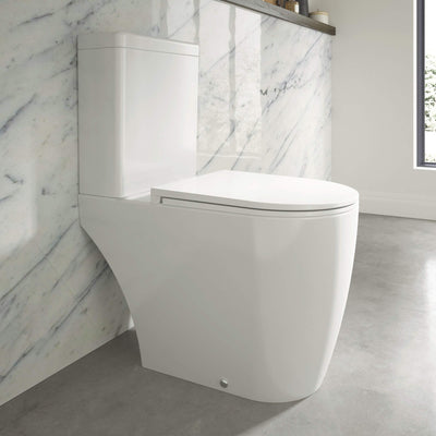 Lux Round Rimless Close Coupled Toilet & Soft Close Seat - Matt Black Fittings