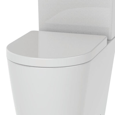 Lux Round Rimless Close Coupled Toilet & Soft Close Seat - Brushed Brass Fittings