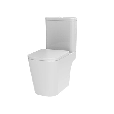 Lux Square Rimless Close Coupled Toilet & Soft Close Seat - Matt Black Fittings