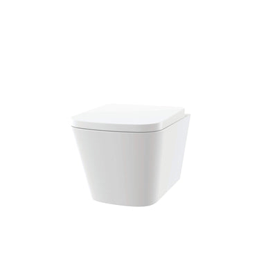 Lux Square Rimless Wall Hung Toilet & Soft Close Seat - Brushed Brass Fittings