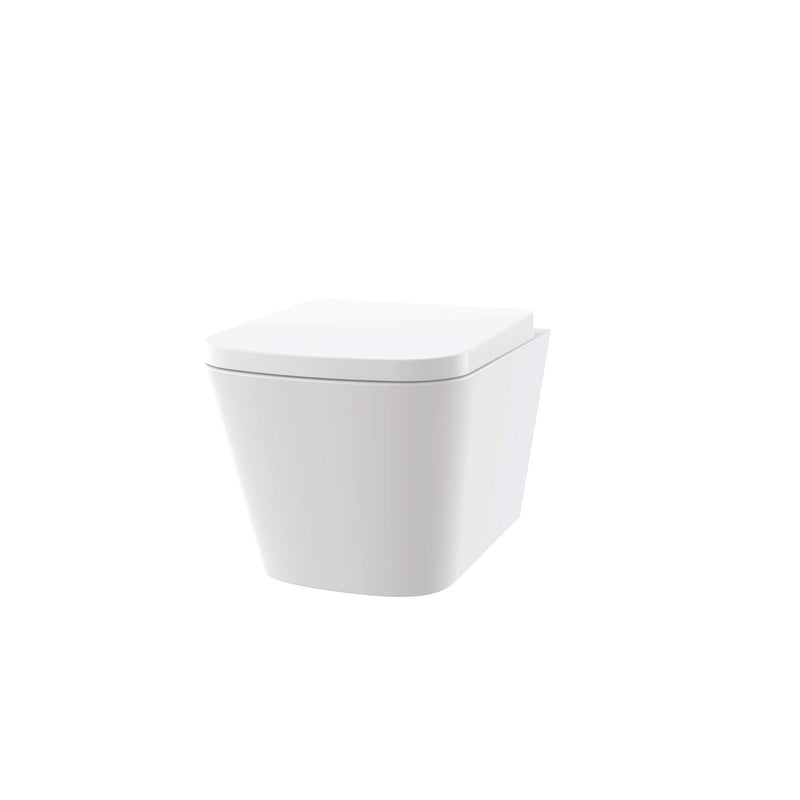 Lux Square Rimless Wall Hung Toilet & Soft Close Seat - Brushed Brass Fittings