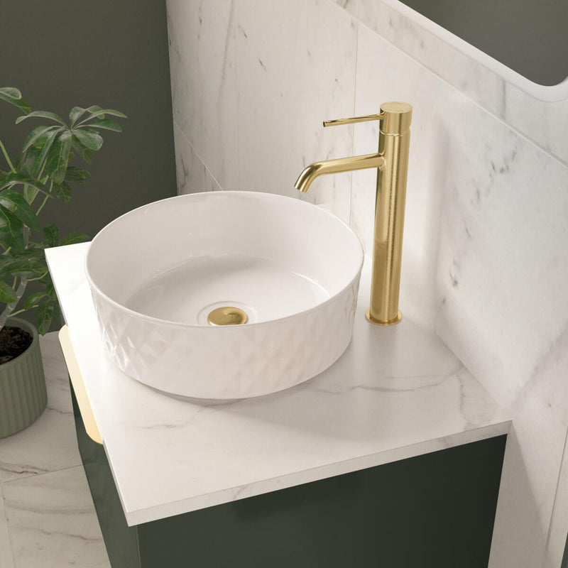 Lux Tall Monobloc Basin Mixer - Brushed Brass