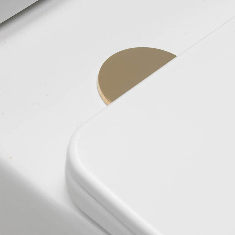 Lux Round Rimless Back To Wall Toilet & Soft Close Seat - Brushed Brass Fittings