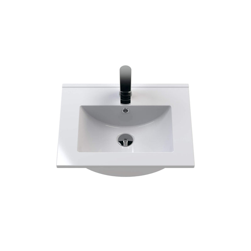 Cape 500mm Wall Hung 2 Drawer Vanity Unit & Minimalist Basin - Anthracite Woodgrain