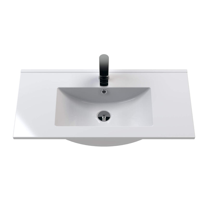 Cape 800mm Floor Standing 2 Drawer Vanity Unit & Minimalist Basin - Gloss Grey