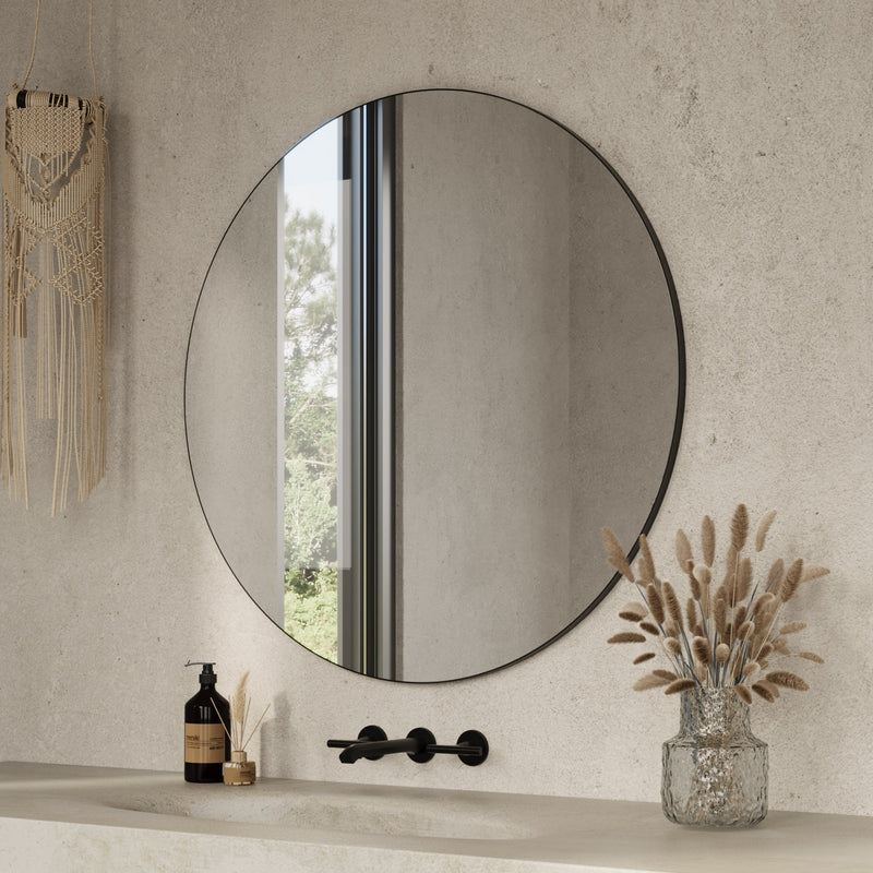 Origins Living Oslo Round Mirror 100cm -  Black