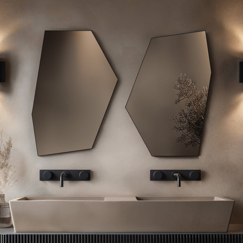 Origins Living Oslo Irregular Hexagon Mirror 55x80cm - Matt Black