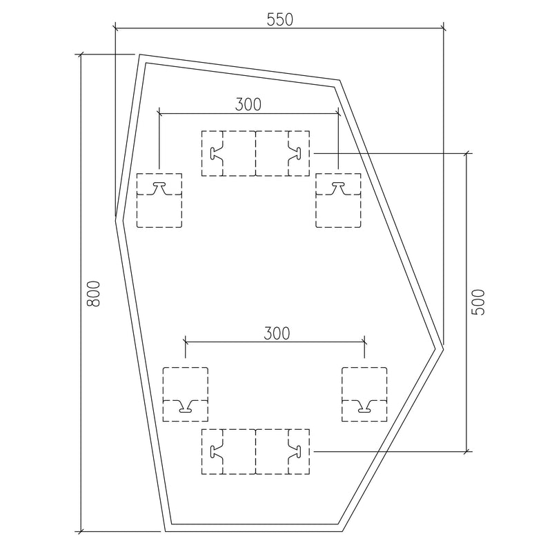 Origins Living Oslo Irregular Hexagon Mirror 55x80cm - Matt Black