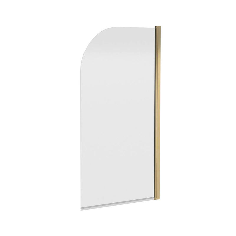 Porto Brushed Brass 6mm Round Hinged Bath Screen - 775mm