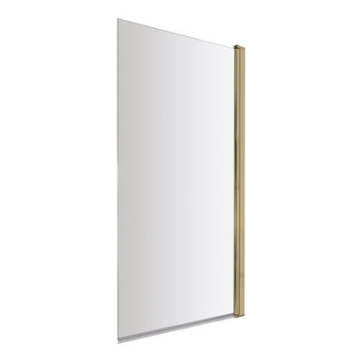 Porto Brushed Brass 6mm Square Hinged Bath Screen - 775mm