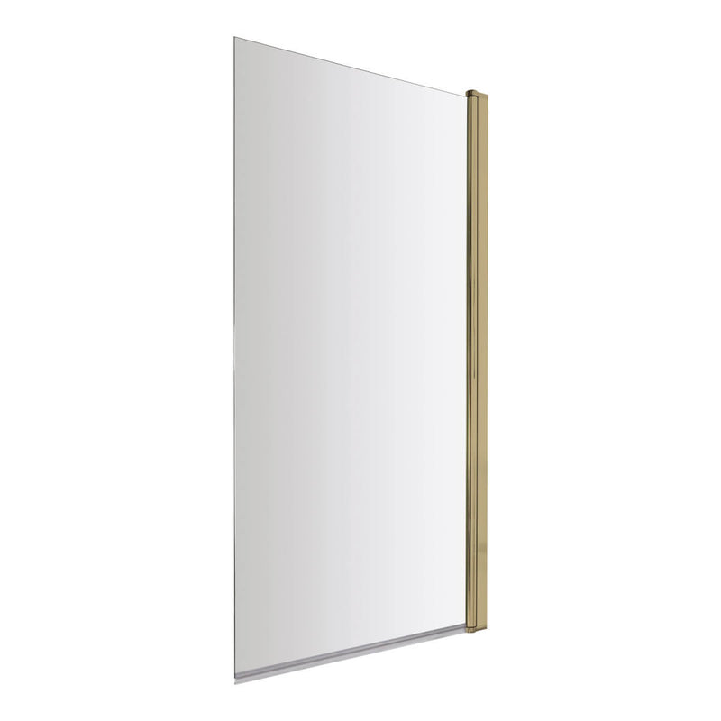 Porto Brushed Brass 6mm Square Hinged Bath Screen - 775mm