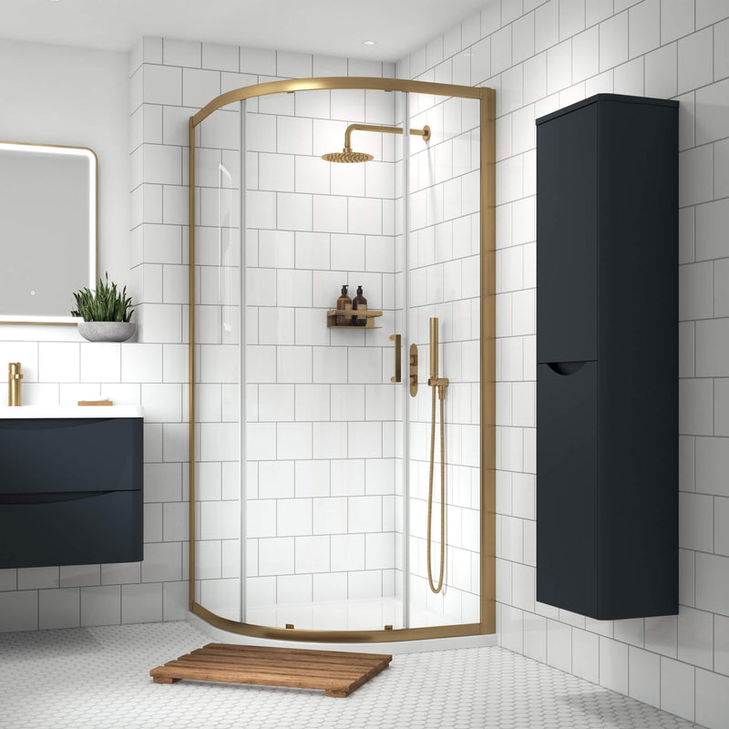 Porto 6mm Single Entry Quadrant Shower Enclosure - 900 x 900mm, 1900mm High, Brushed Brass
