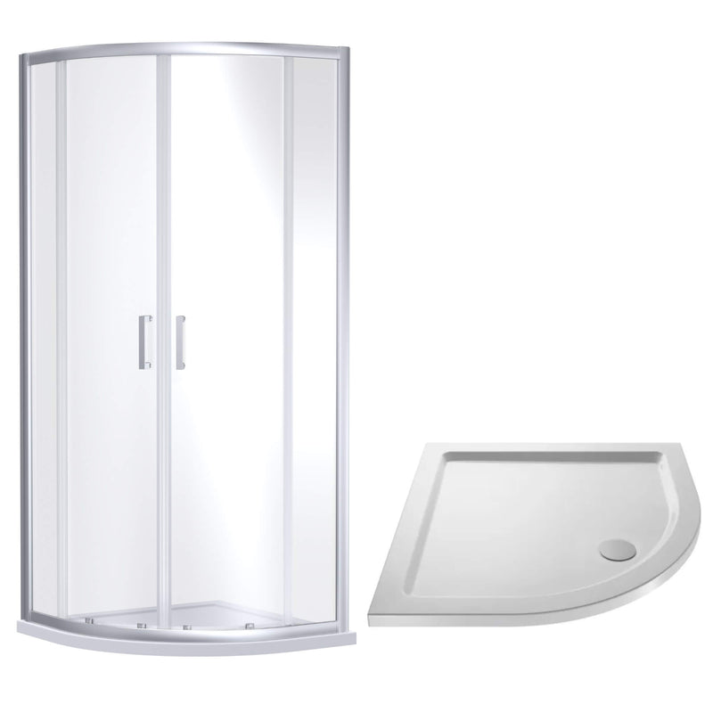 Porto Chrome 6mm Quadrant Shower Enclosure With White Stone Resin Tray & Waste 