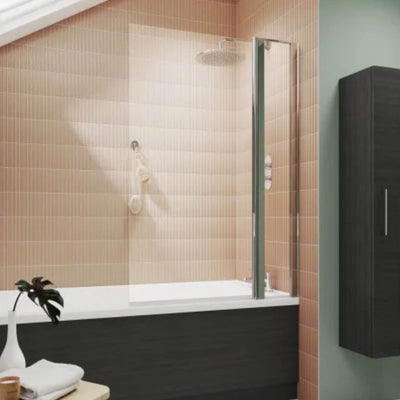 Porto Square Hinged 6mm Bath Screen With Fixed Panel 1005mm