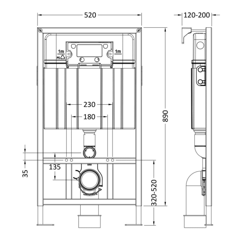 Reduced Height Wall Hung Toilet Frame