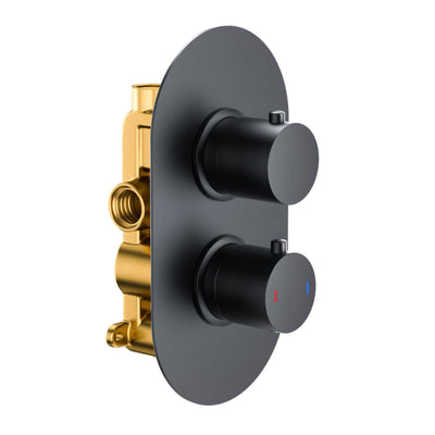 Lux Concealed Thermostatic 1 Way Shower Valve - Matt Black