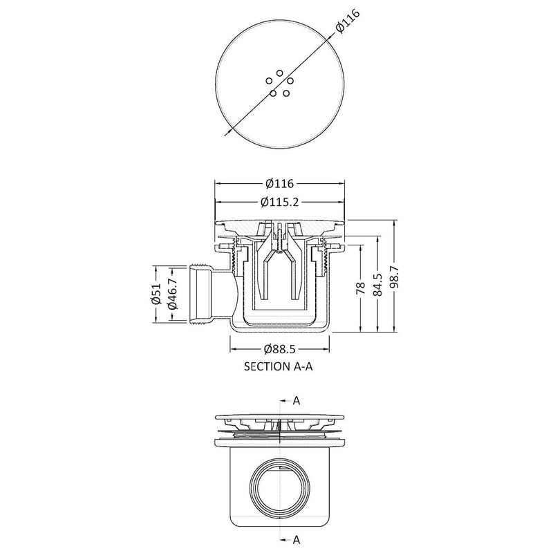 Stone Resin 40mm Quadrant Shower Tray & Waste 700 x 700mm