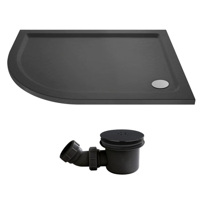 Slate Effect Stone Resin Offset Quadrant Shower Tray & Waste 1000 x 800mm Left Hand