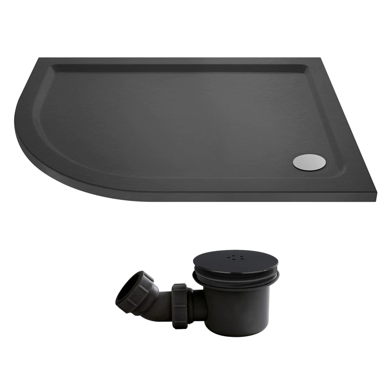 Slate Effect Stone Resin Offset Quadrant Shower Tray & Waste 1000 x 800mm Left Hand