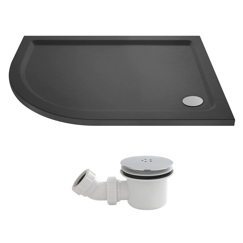 Slate Effect Stone Resin Offset Quadrant Shower Tray & Waste 1000 x 800mm Left Hand
