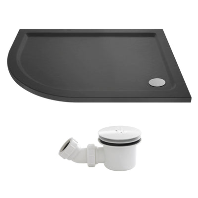 Slate Effect Stone Resin Offset Quadrant Shower Tray & Waste 1200 x 900mm Left Hand