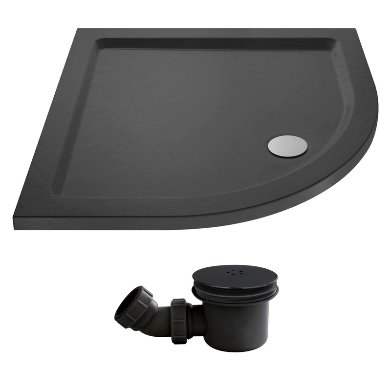 Slate Effect Stone Resin Quadrant Shower Tray & Waste 700 x 700mm