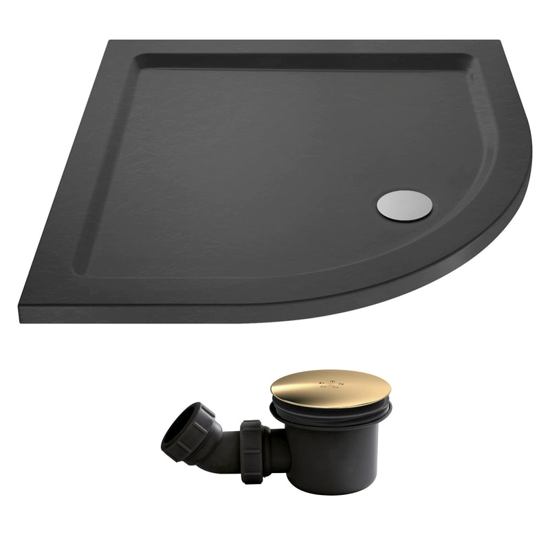 Slate Effect Stone Resin Quadrant Shower Tray & Waste 1000 x 1000mm