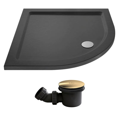 Slate Effect Stone Resin Quadrant Shower Tray & Waste 700 x 700mm